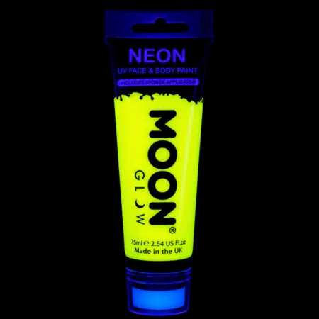 Maquillage fluo UV Visage et Corps avec applicateur éponge - 75 ml - Jaune